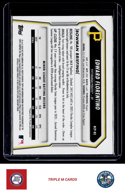 2026 Bowman #BCP-82 Edward Florentino Chrome Prospects Mojo Refractor