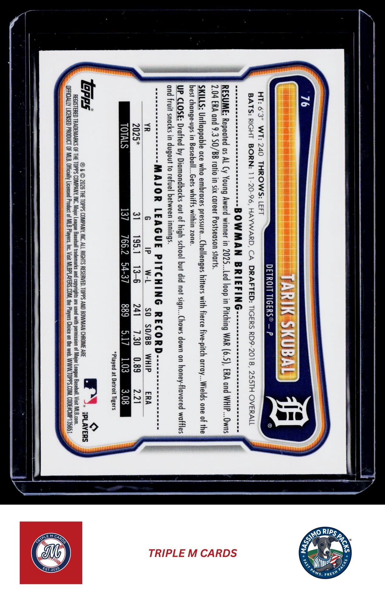 2026 Bowman #76 Tarik Skubal Chrome Mojo Refractors