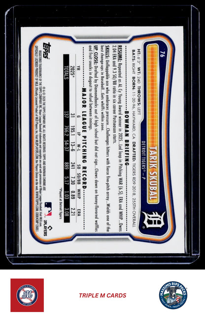 2026 Bowman #76 Tarik Skubal Chrome Mojo Refractors