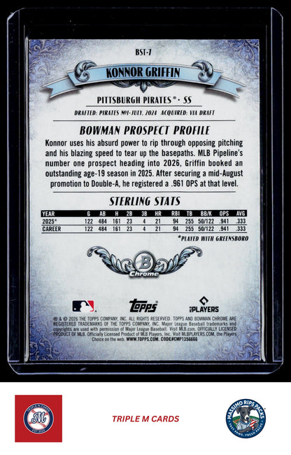 2026 Bowman #BST-7 Konnor Griffin Bowman Sterling