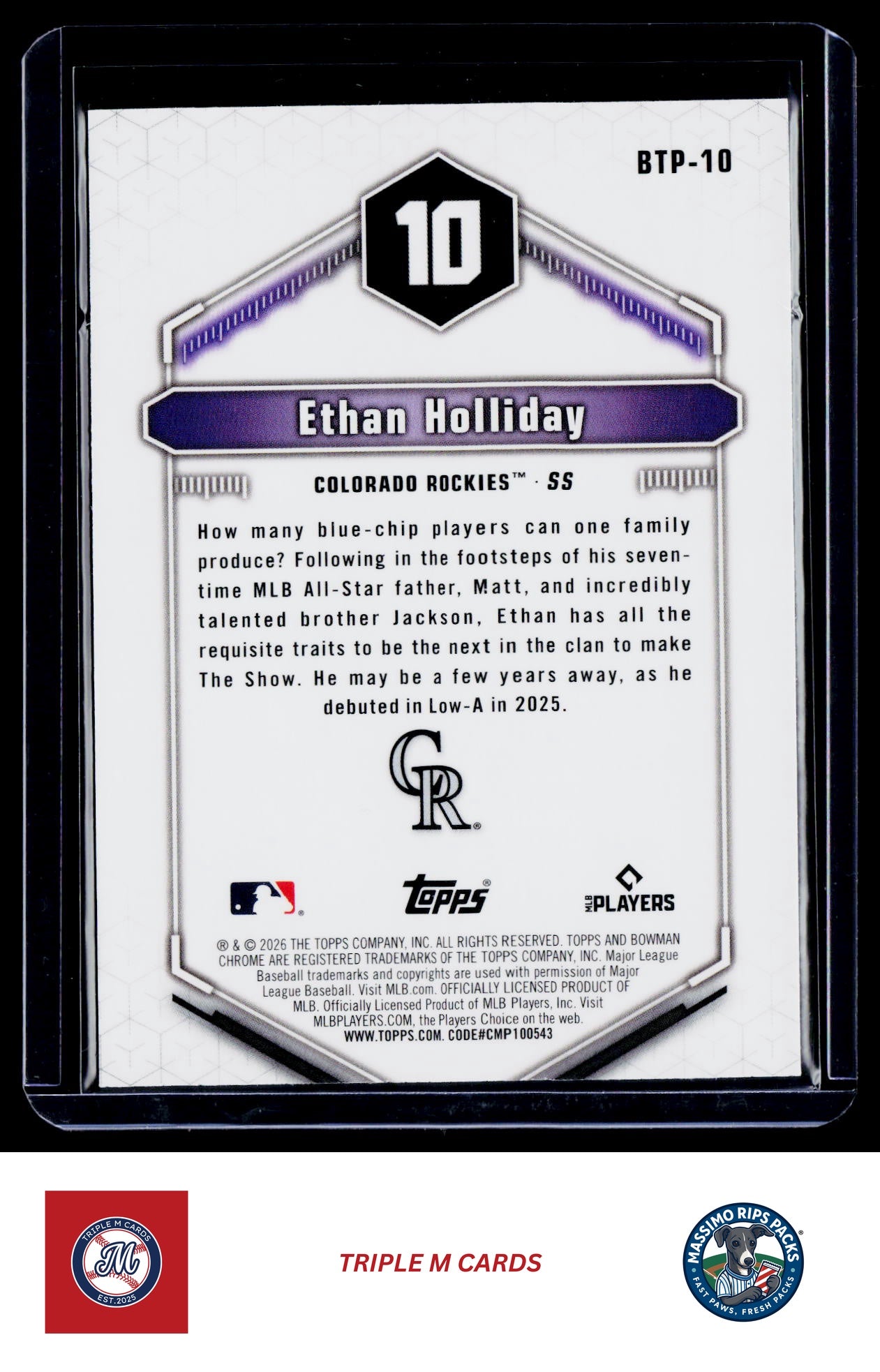 2026 Bowman #BTP-10 Ethan Holliday Bowman Scouts' Top 100