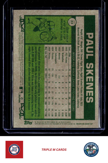 2026 Topps Heritage #33 Paul Skenes Chrome Blue Refractors #/150