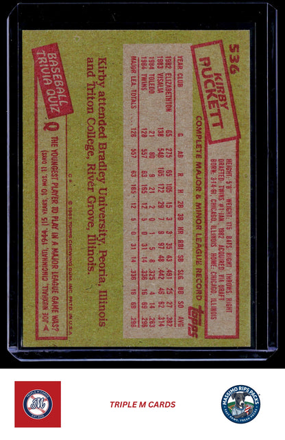 1985 Topps #536 Kirby Puckett
