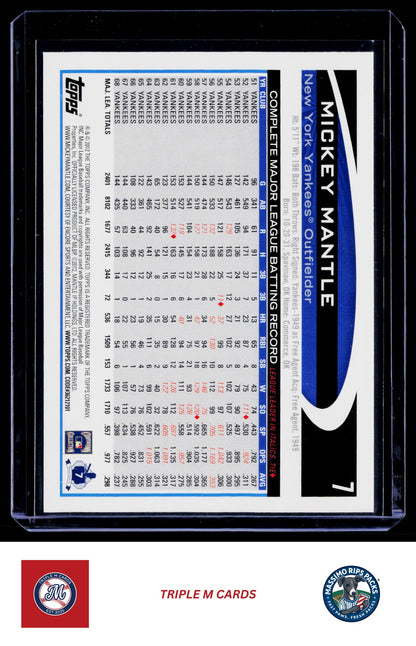 2012 Topps #7 Mickey Mantle Gold Sparkle