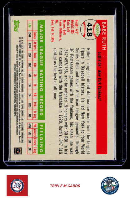 2025 Topps Chrome Platinum #418 Babe Ruth Green Vibrations Refractors #/99