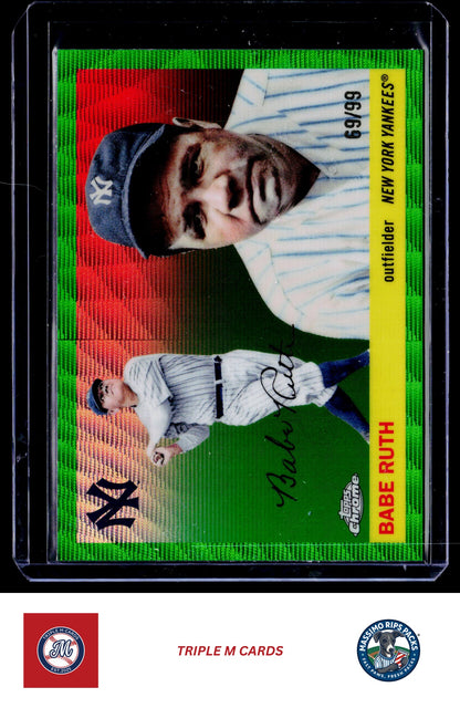 2025 Topps Chrome Platinum #418 Babe Ruth Green Vibrations Refractors #/99