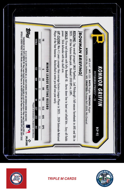 2026 Bowman #BCP-92 Konnor Griffin