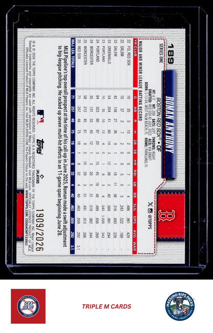 2026 Topps #189 Roman Anthony Gold #/2026