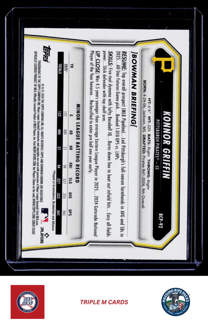 2026 Bowman #BCP-92 Konnor Griffin Chrome Prospects