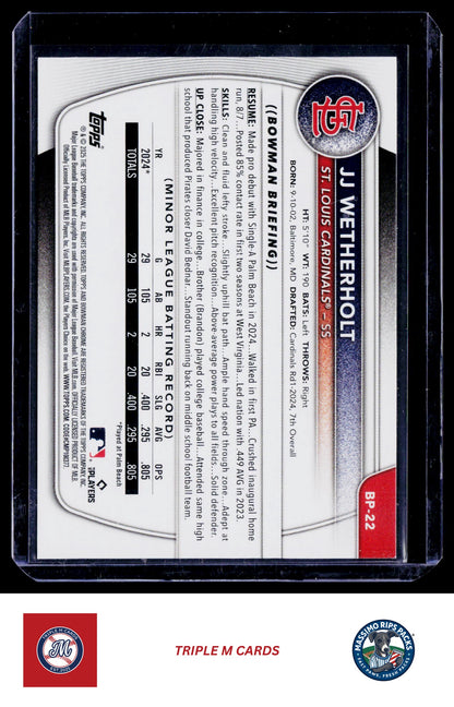 2025 Bowman #BP-22 JJ Wetherholt Prospects
