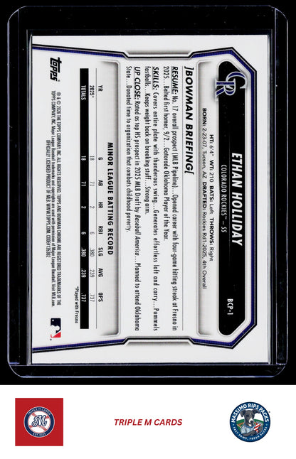2026 Bowman #BCP-1 Ethan Holliday Chrome Prospects
