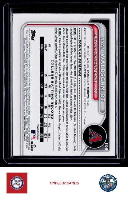 2024 Bowman Draft #BDC-18 Ryan Waldschmidt Chrome Refractor