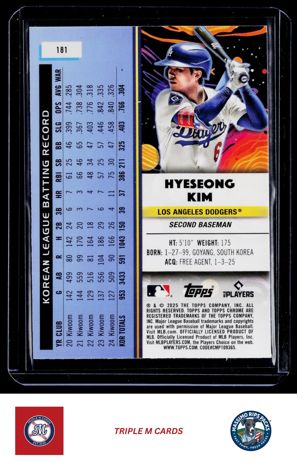 2025 Topps Chrome Cosmic #181 Hyeseong Kim