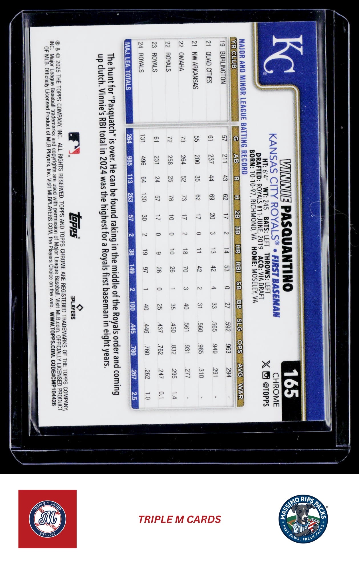 2025 Topps Chrome Sapphire Edition #165 Vinnie Pasquantino