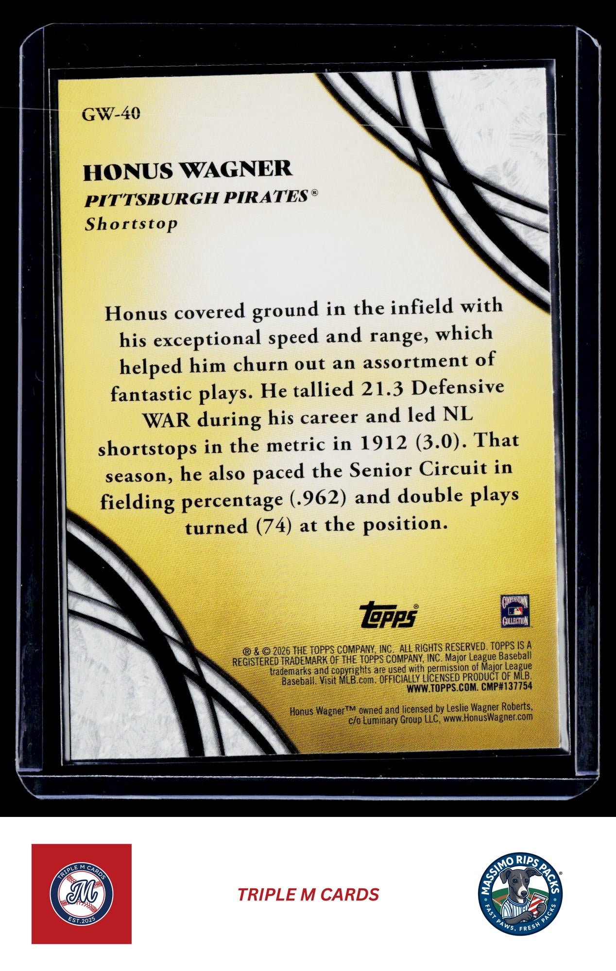 2026 Topps #GW-40 Honus Wagner Glove Work