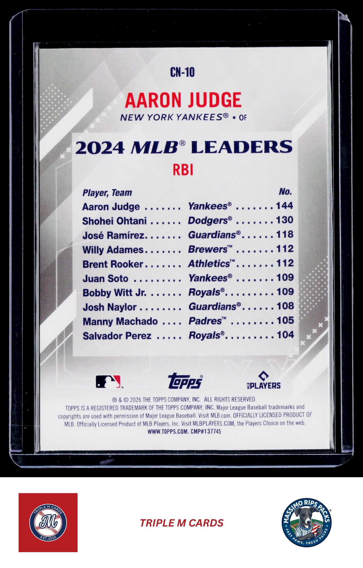 2026 Topps #CN-10 Aaron Judge Crooked Numbers