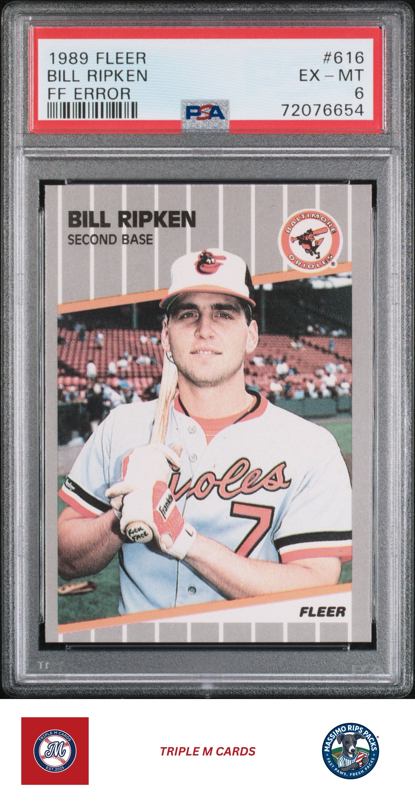 1989 Fleer #616a Bill Ripken PSA 6
