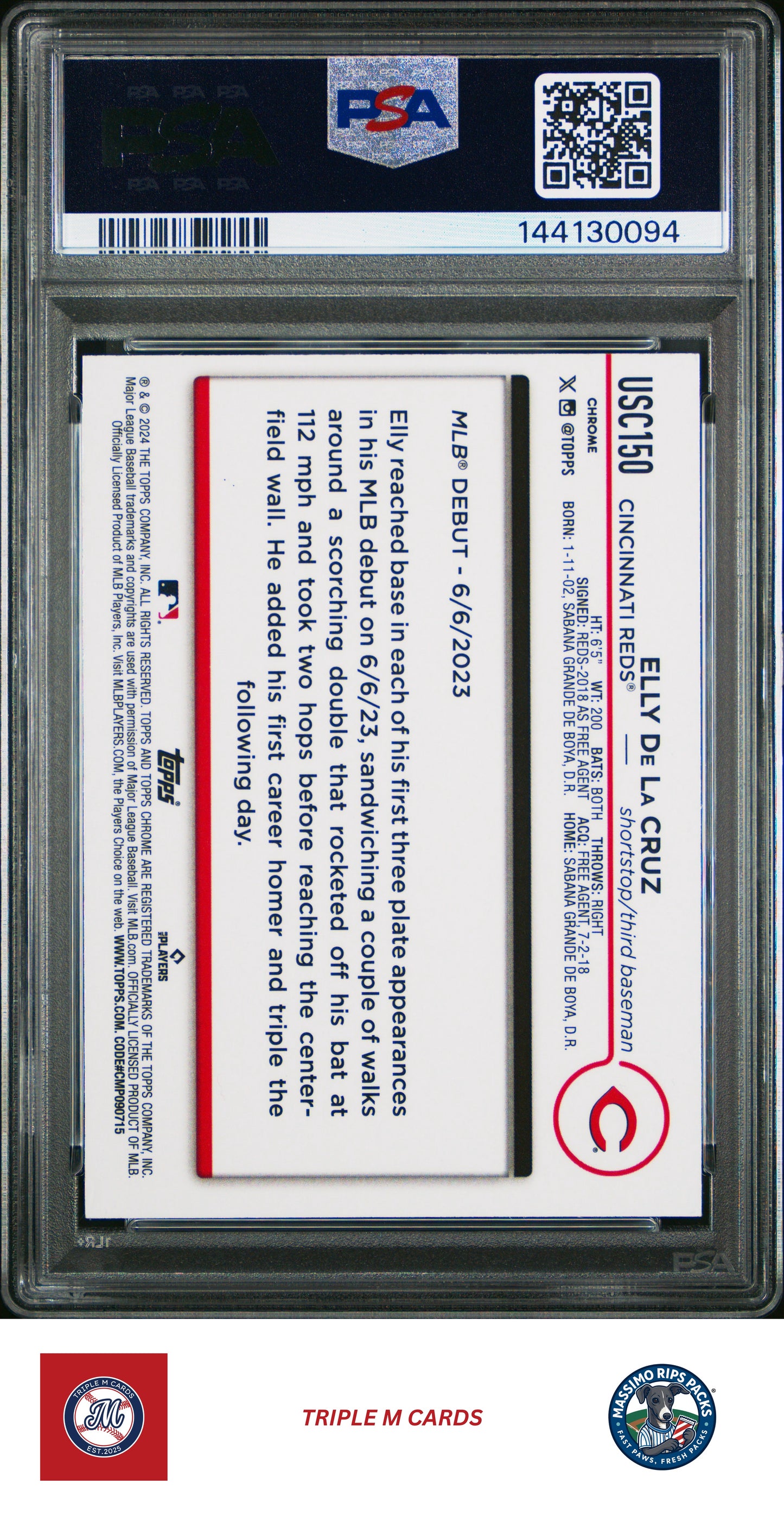 2024 Topps Chrome Update #USC150 Elly De La Cruz X-Fractors PSA 9