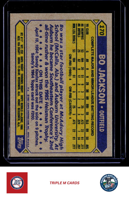 1987 Topps #170 Bo Jackson