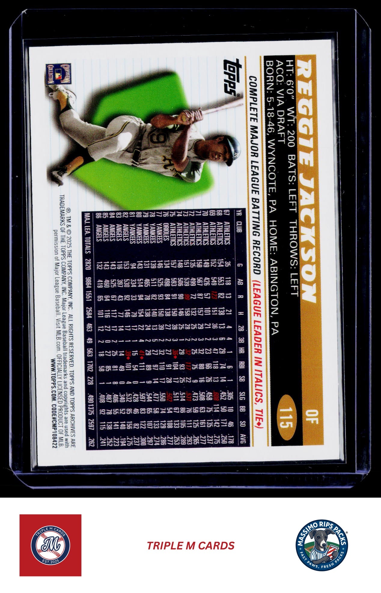 2025 Topps Archives #115 Reggie Jackson Red Hot Foilboard #/50
