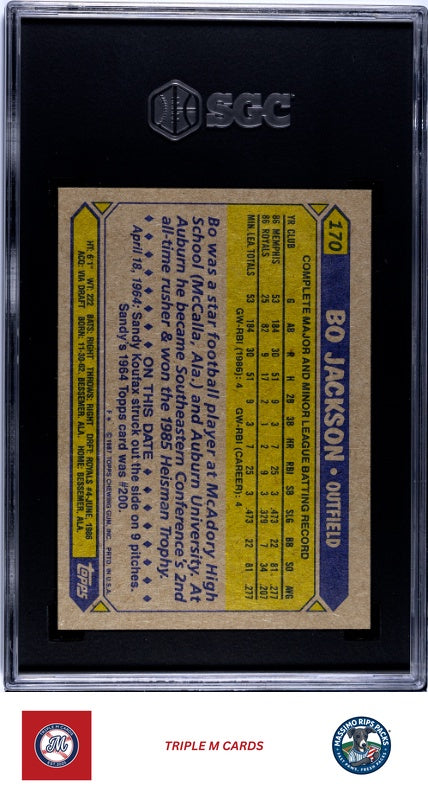 1987 Topps #170 Bo Jackson SGC 8