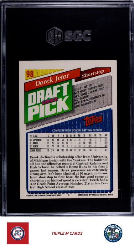 1993 Topps #98 Derek Jeter SGC 6