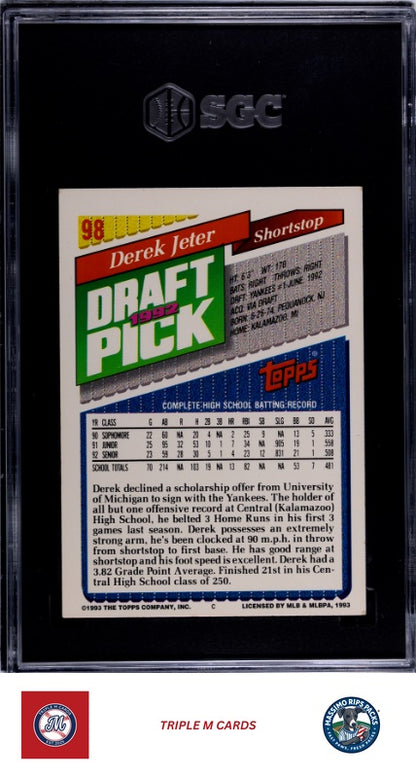 1993 Topps #98 Derek Jeter SGC 6