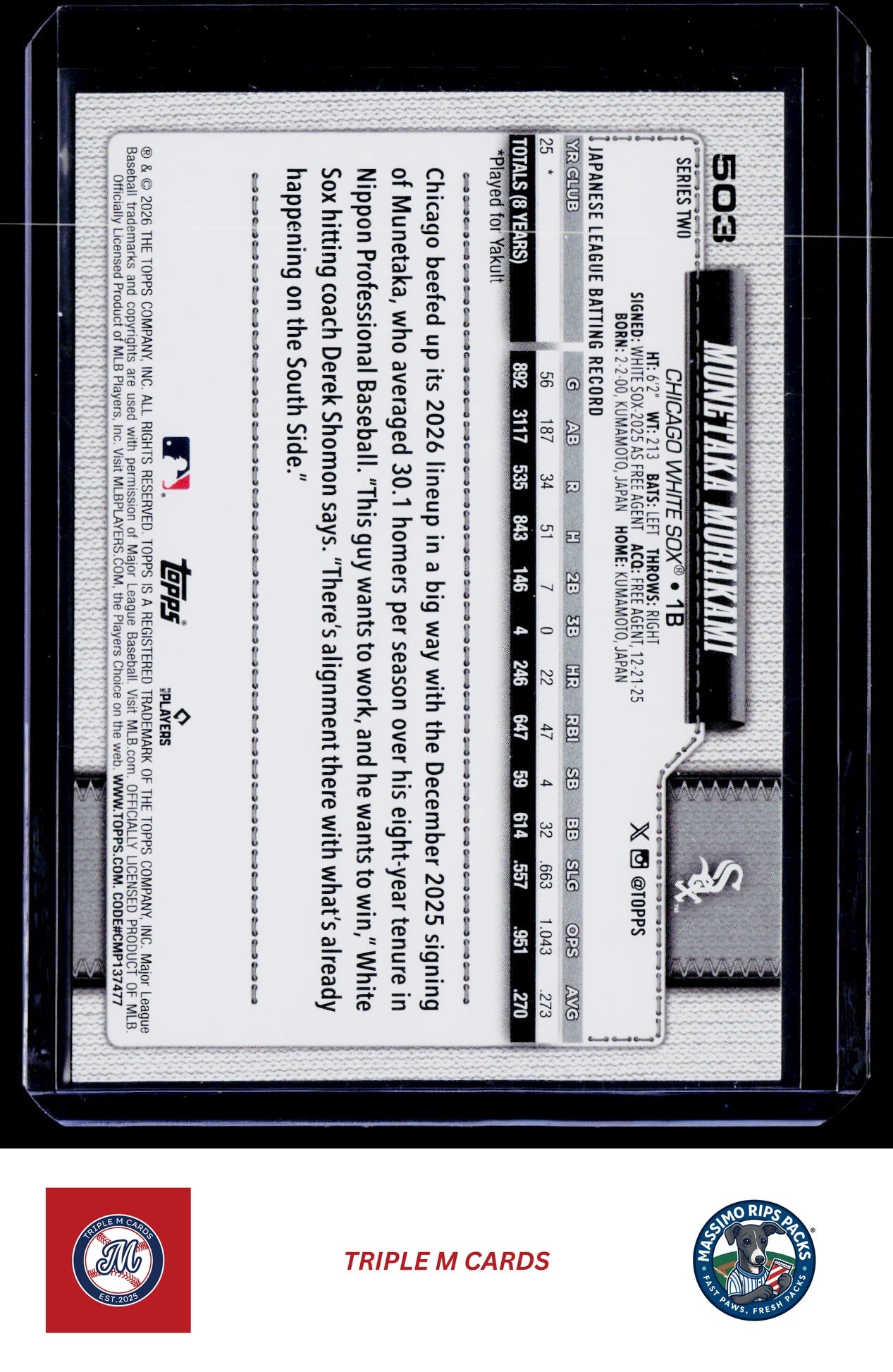 2026 Topps #503 Munetaka Murakami