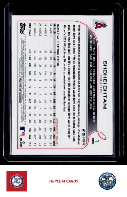 2022 Topps Chrome #1 Shohei Ohtani