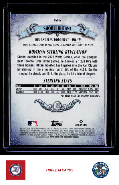 2026 Bowman #BST-6 Shohei Ohtani Bowman Sterling Mojo Refractors
