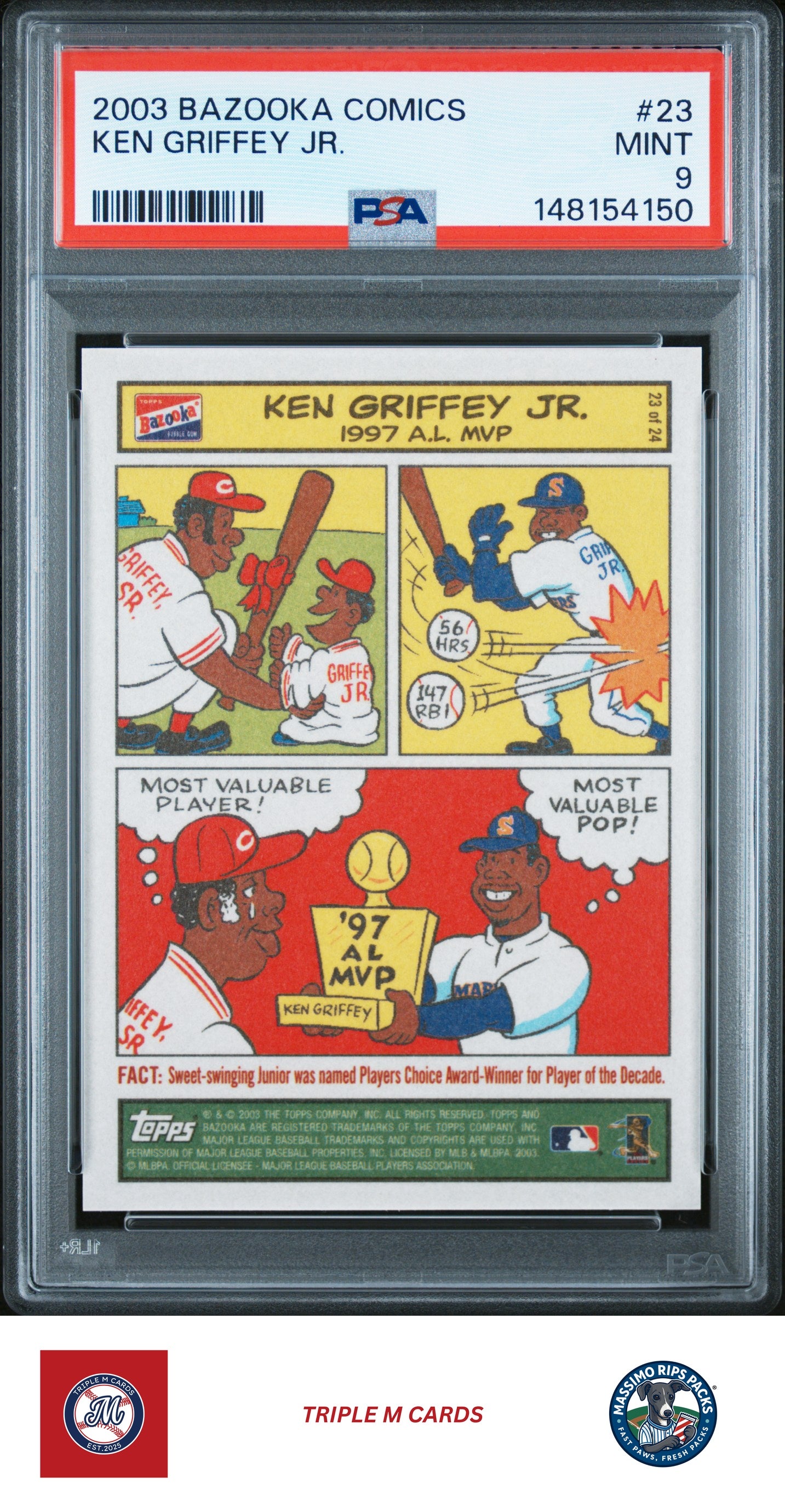 2003 Bazooka #23 Ken Griffey Jr. Comics PSA 9