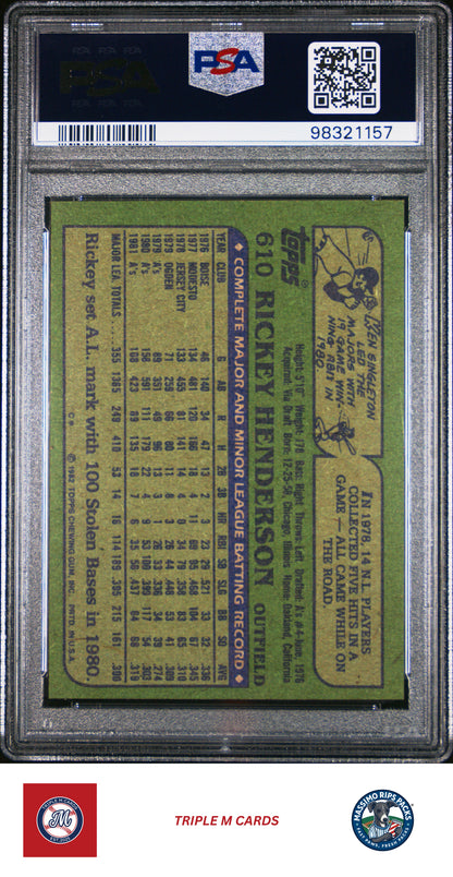 1982 Topps #610 Rickey Henderson PSA 6